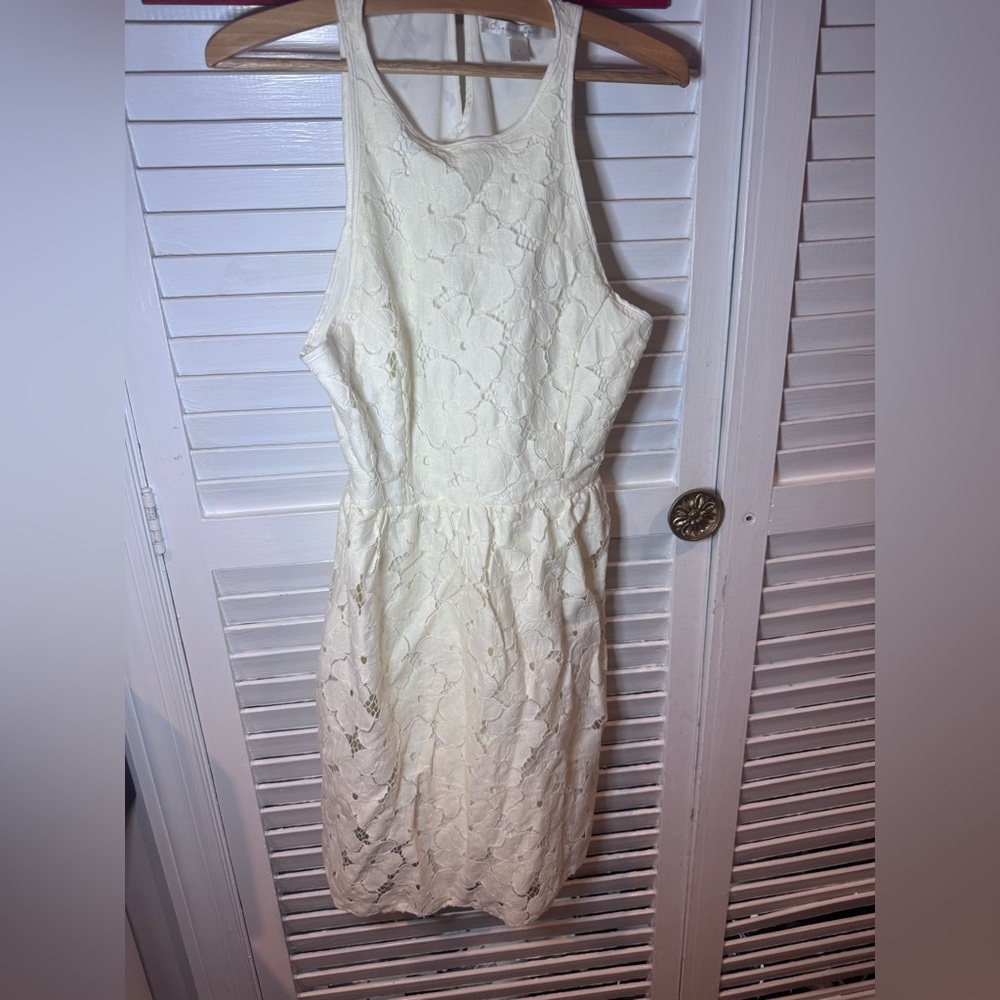 LC Lauren Conrad Ivory Lace Fit & Flare Dress Women’s 8 Brunch Bridal Grad